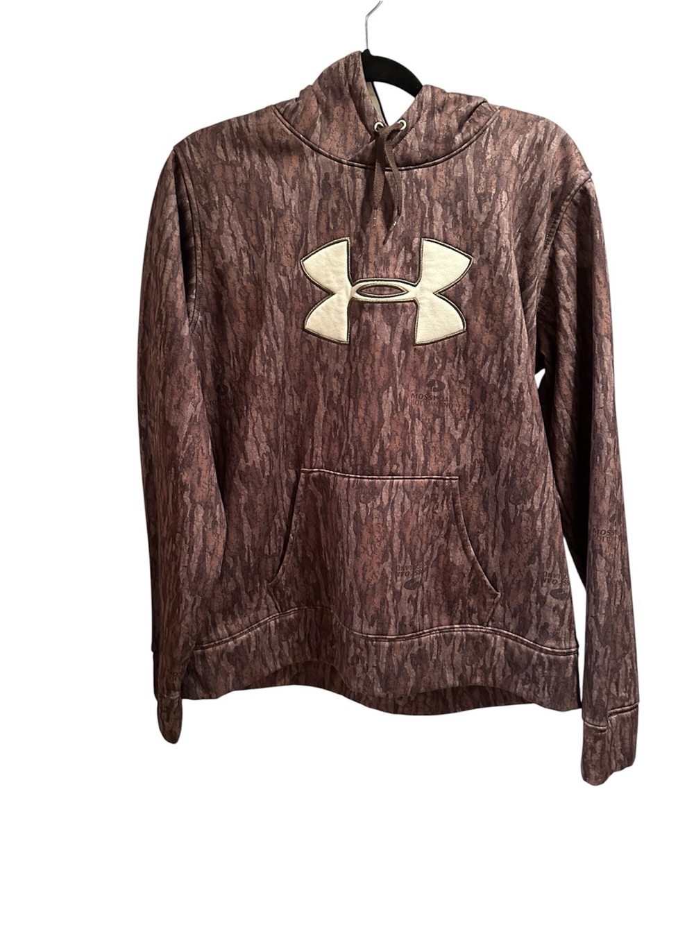Under Armour Mossy Oak Real Tree Camo Hoodie with Mint Logo Cold Gear Size XL
